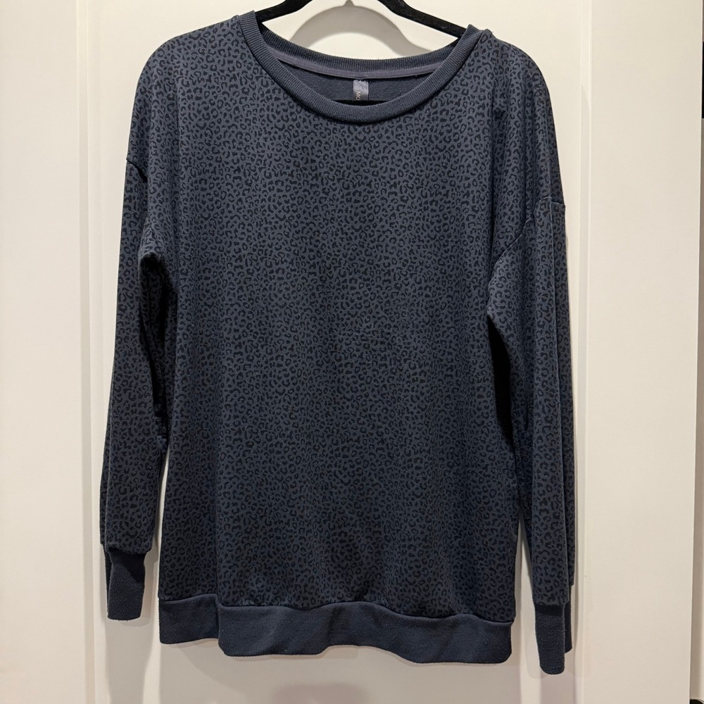 Mob Wife Athleisure Mondetta Leopard Print Oversized Sweatshirt S Tencel
